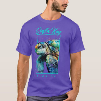 Camiseta Siesta Key Florida Watercolor Sea Turtle Retrato
