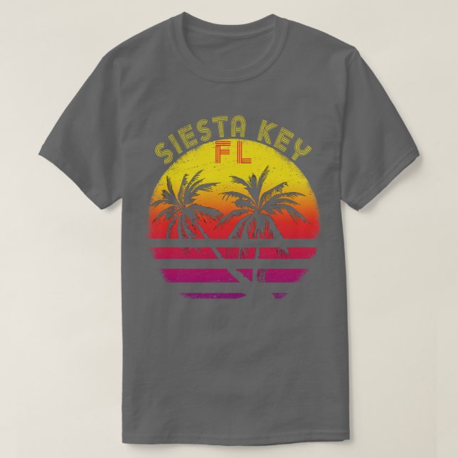 Camiseta Siesta Key Florida Westshore Beach Sunset Palm Tre (Frente do Design)