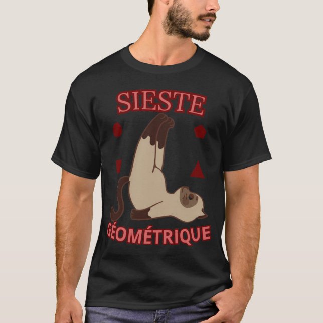 Camiseta Sieste Géométrique – Funny Cat Relaxing Geometry T (Frente)