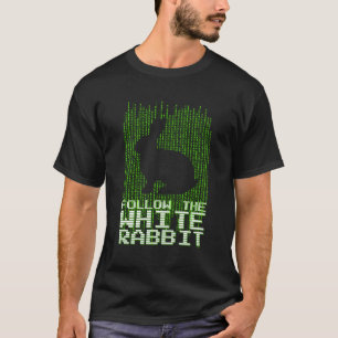Camiseta Siga a cotação do código de coelho branco