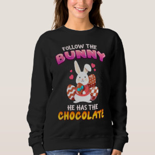 Camiseta Siga O Coelhinho Que Ele Tem Felz pascoa De Chocol