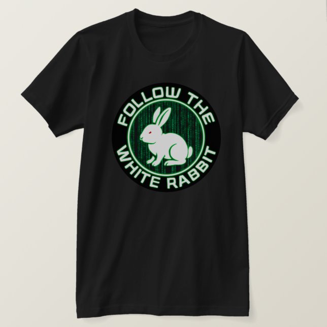 Camiseta Siga o coelho branco (Frente do Design)
