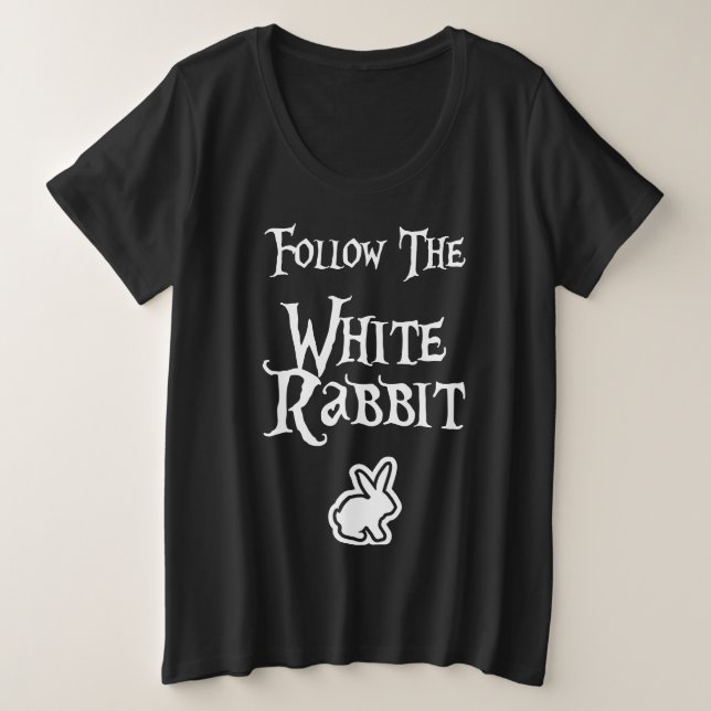 Camiseta Siga o coelho branco (Frente do Design)