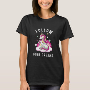 Camiseta Siga os seus sonhos, meu aniversário do Unicórn
