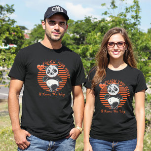 Camiseta Siga seu Casal de Panda Coração Correspondente