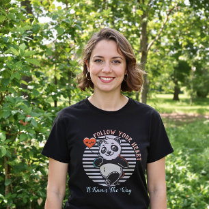 Camiseta Siga seu coração Panda bonito, inspiração