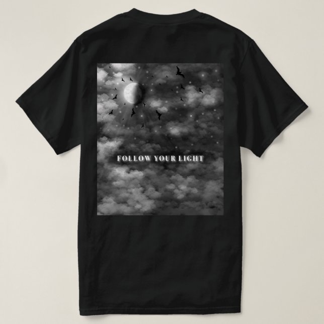 Camiseta Siga Sua Luz | Lua Celestial Estética e C (Verso do Design)
