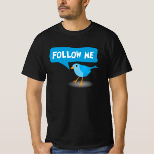 Camiseta Sigam-me Pequeno Pássaro Azul Nome Personalizado d
