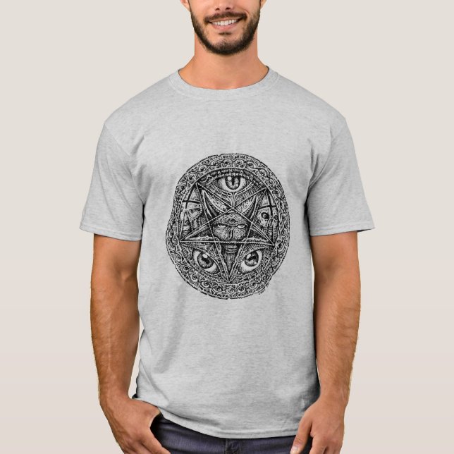 Camiseta sigel do Pentagram do baphomet (Frente)