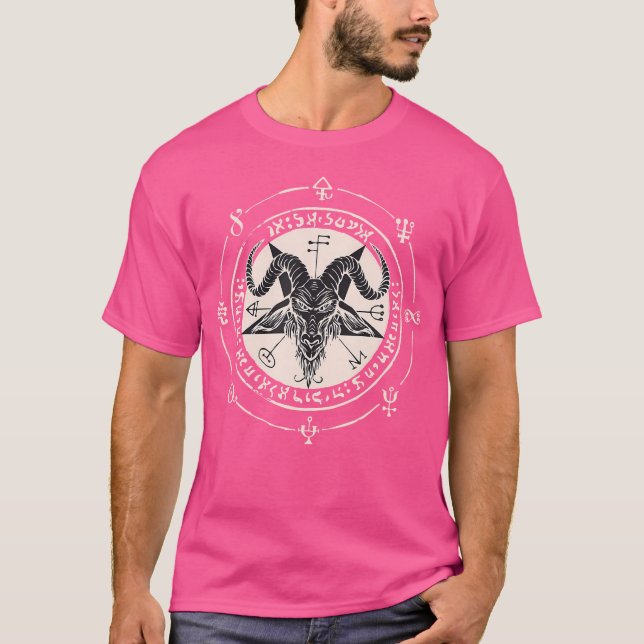 Camiseta Sigil Baphomet Pentagram Occult Cabeça Satânica de (Frente)