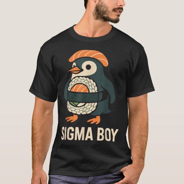 Camiseta Sigma Boy Italiano Brainrot Engraçado Meme Penguin (Frente)