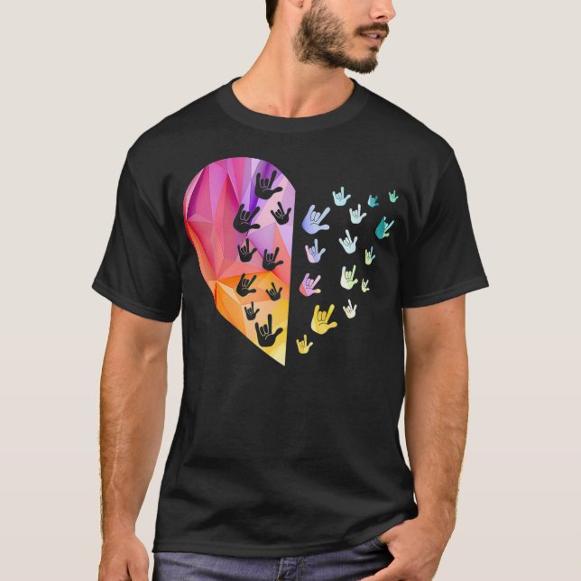 Camiseta Sign Language Heart  ASL Gift Deaf Gift ASL Teache (Frente)