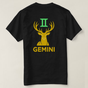 Camiseta Signo do Zodíaco Gêmeos Minimalista Dourado Veado