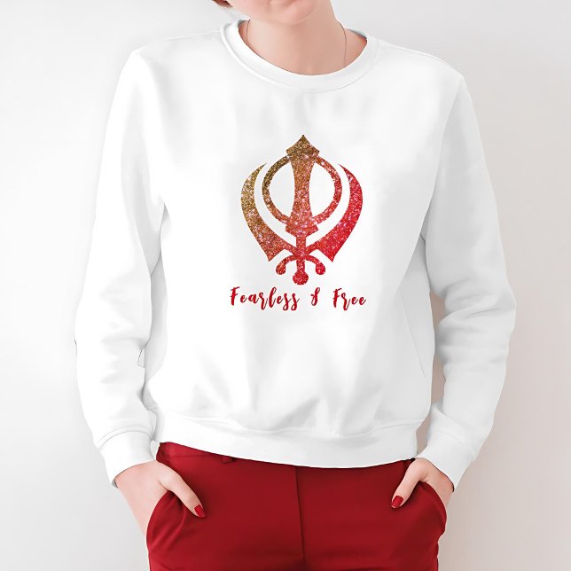Camiseta Sikh Khanda "Sem medo e livre" (Criador carregado)
