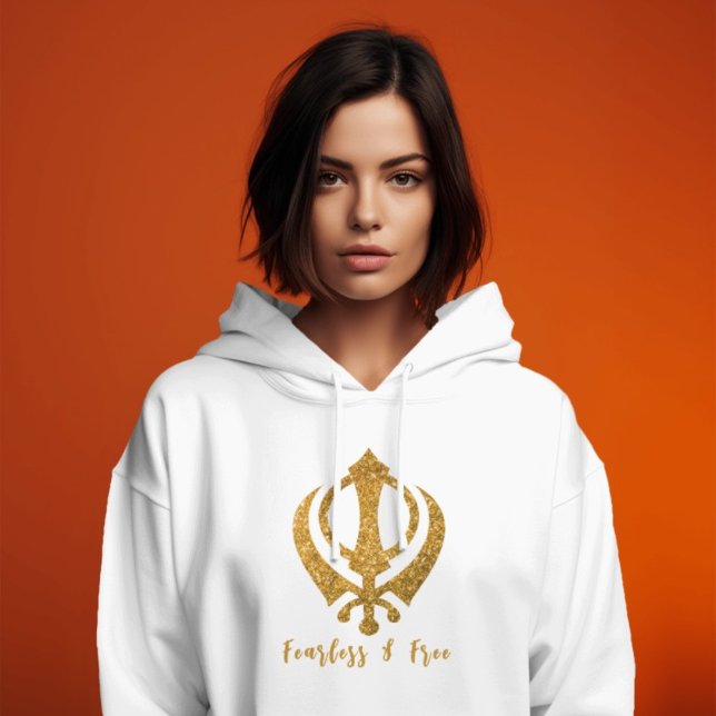 Camiseta Sikh Khanda "Sem medo e livre" (Criador carregado)