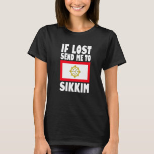 Camiseta Sikkim Flag Design Se perdido, envie-me para Sikki