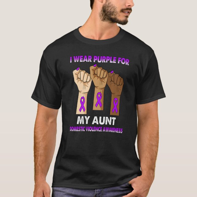Camiseta Silence Hand I Wear Purple For My Aunt Domestic Vi (Frente)