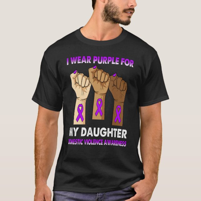 Camiseta Silence Hand I Wear Purple For My Daughter Domesti (Frente)