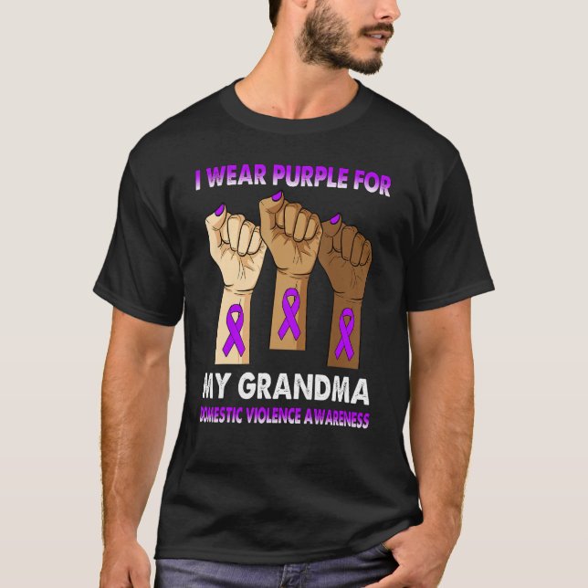 Camiseta Silence Hand I Wear Purple For My Grandma Domestic (Frente)