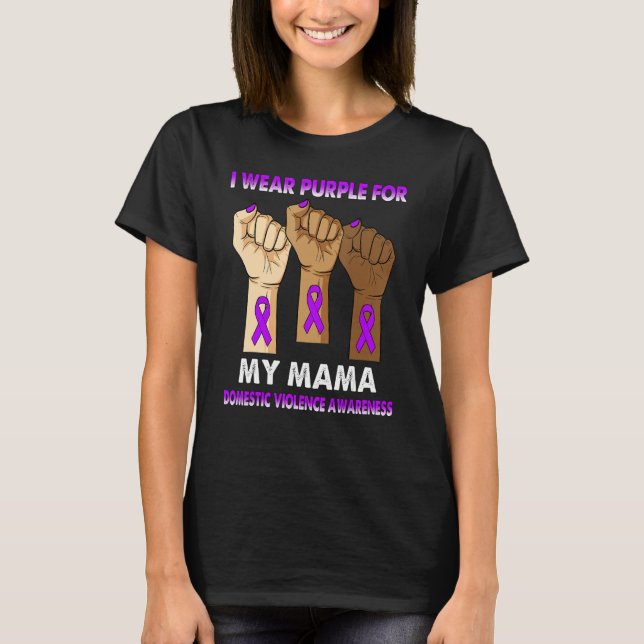 Camiseta Silence Hand I Wear Purple For My Mama Domestic Vi (Frente)