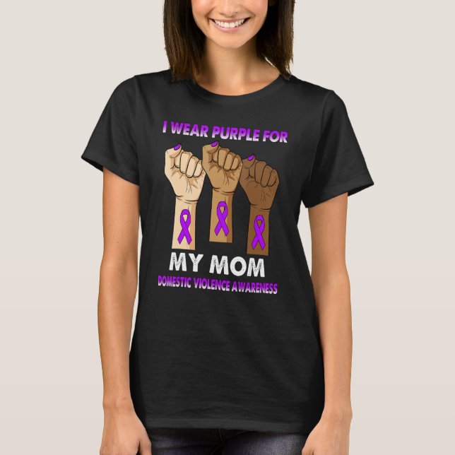 Camiseta Silence Hand I Wear Purple For My Mom Domestic Vio (Frente)