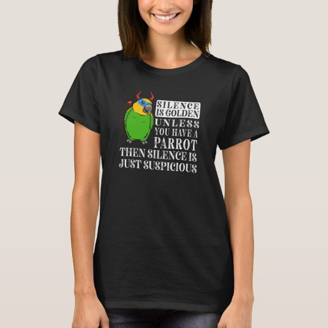 Camiseta Silêncio É Ouro Papagaio I Amazônia Laranja (Frente)