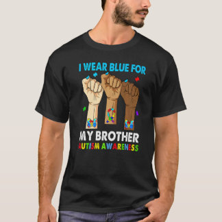Camiseta Silêncio Mão Eu Uso Azul Pelo Meu Irmão Autismo Aw