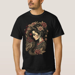 Camiseta Silent Bloom - Geisha & Dragon na Harmonia