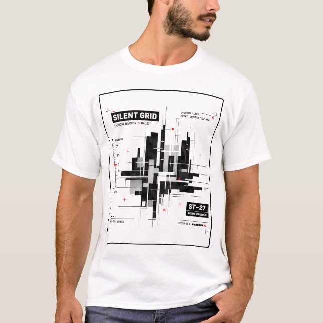 Camiseta Silent Grid | Tactical Minimal Tech Grid Streetwea (Frente)