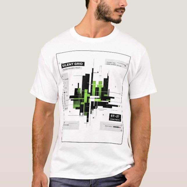 Camiseta Silent Grid | Tactical Minimal Tech Grid Streetwea (Frente)