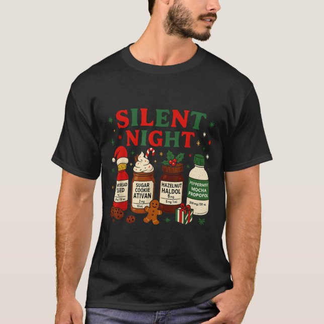 Camiseta Silent Night Profol Icu Nurse Funny Christmas Medi (Frente)