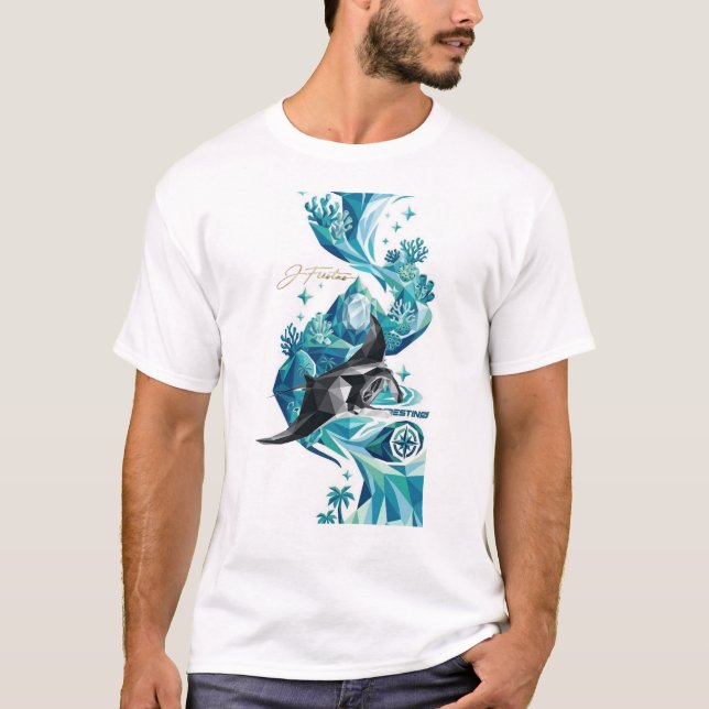 Camiseta “Silent Ocean – Manta Ray Flow” (Frente)