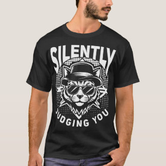 Camiseta Silently Judging You Cool Cat White