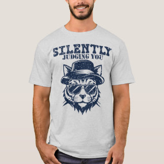 Camiseta Silently Judging You Minimalist Retro Cat