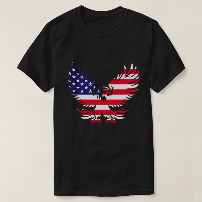 Camiseta Silhouette, a bandeira majestosa americana (Frente do Design)