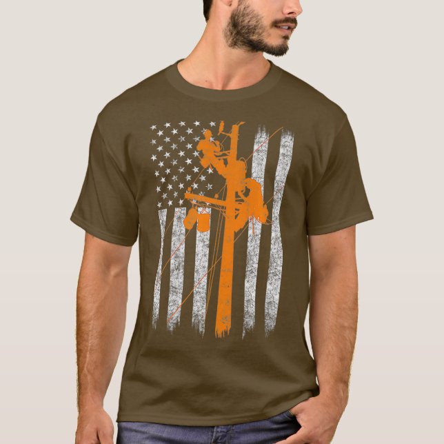 Camiseta Silhouette American Flag Lineman Eletronico (Frente)