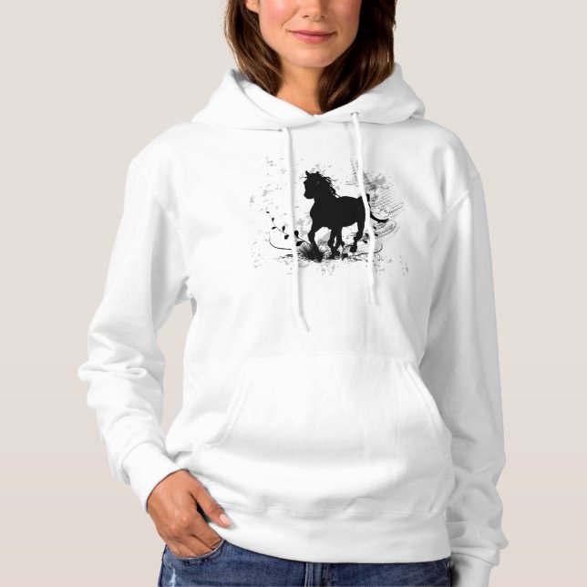 Camiseta Silhouette, cavalo preto (Frente)