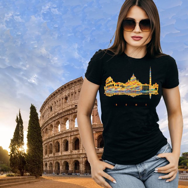 Camiseta Silhouette Colorful Roma (Rome, Italy, black t-shirt for women)