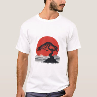 Camiseta Silhouette da Serenidade Japonesa Bonsai
