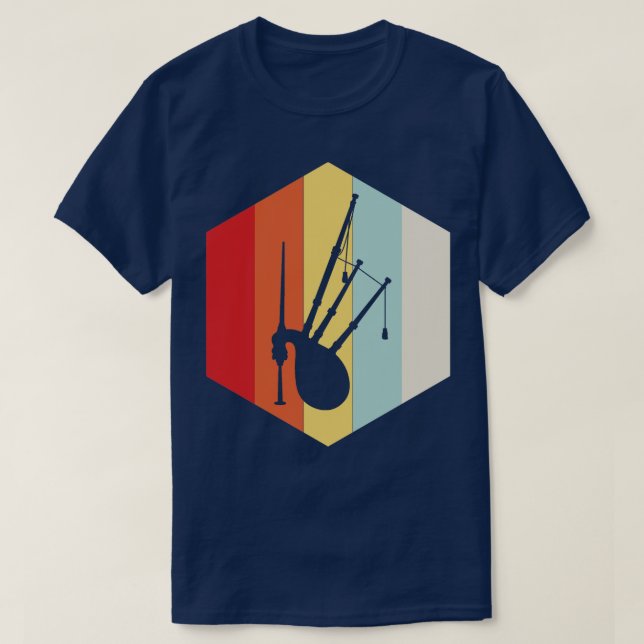 Camiseta Silhouette de Bagpipe Retro (Frente do Design)