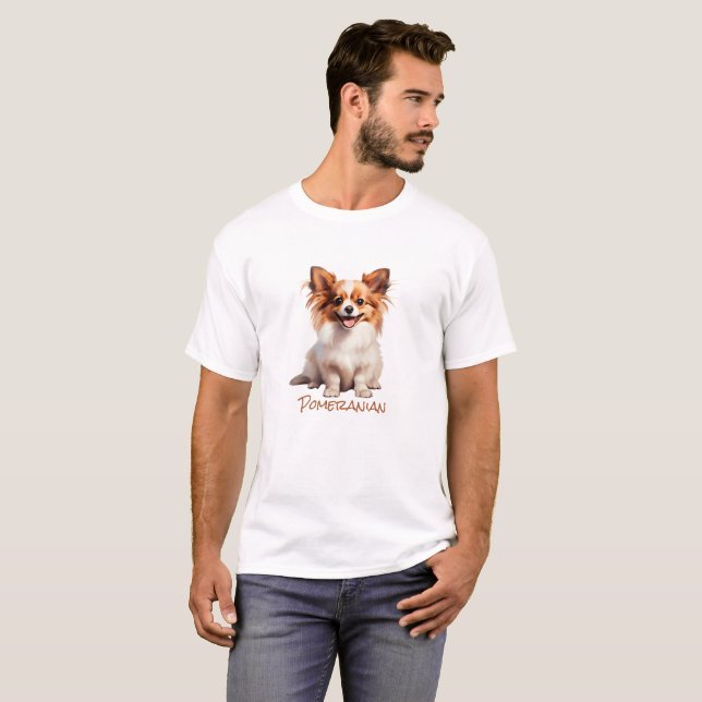 Camiseta Silhouette de cor da Pomerânia (Frente Completa)