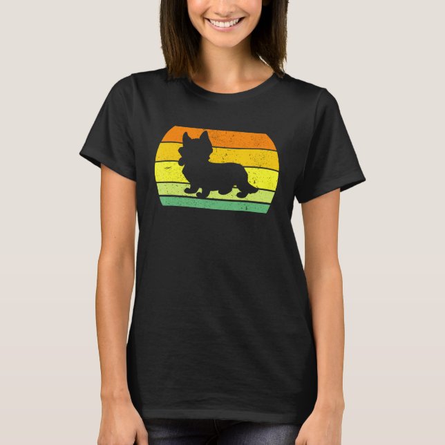 Camiseta Silhouette de Corgi de Imagem Retroativa Distante (Frente)