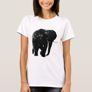 Camiseta Silhouette de Elefante Preto