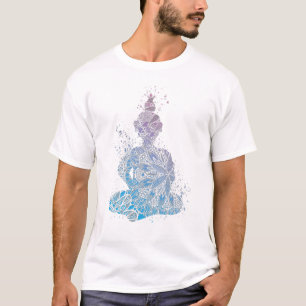 Camiseta Silhouette de Mandala Azul e Púrpura