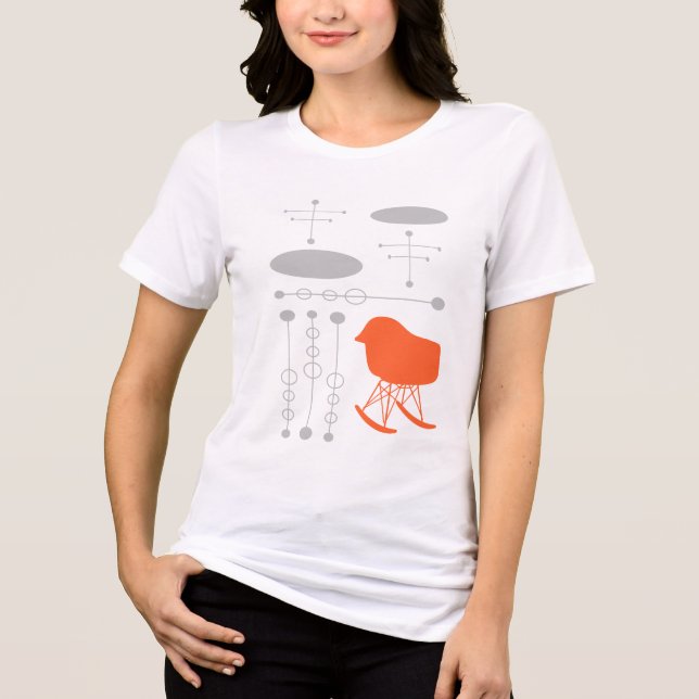 Camiseta Silhouette de padrão da Cinza do século médio (Frente)