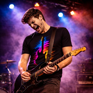 Camiseta Silhouette de Violão Elétrico   Arte musical vibra