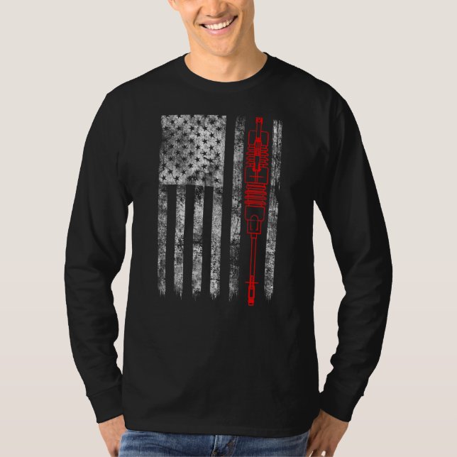 Camiseta Silhouette Fuse Cutout American Flag Lineman (Frente)