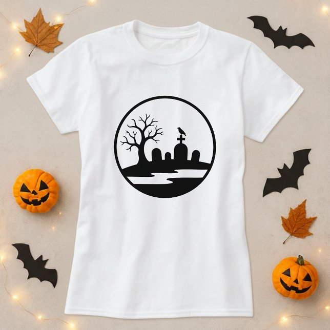 Camiseta Silhouette Graveyard Assombrada Moderna (Criador carregado)