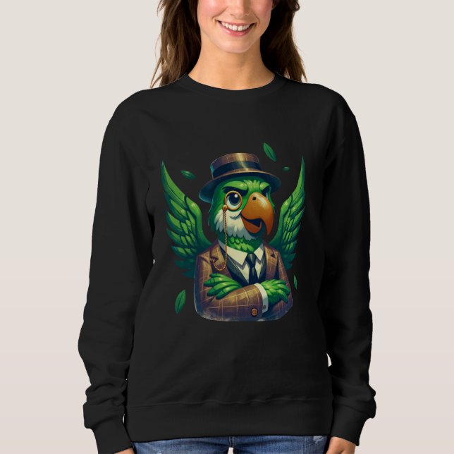 Camiseta Silhouette Green Parrot Cartoon Illustration Graph (Frente)
