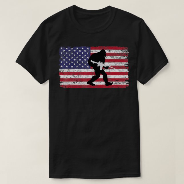 Camiseta Silhouette Gun US Flag USA para GunOwners (Frente do Design)